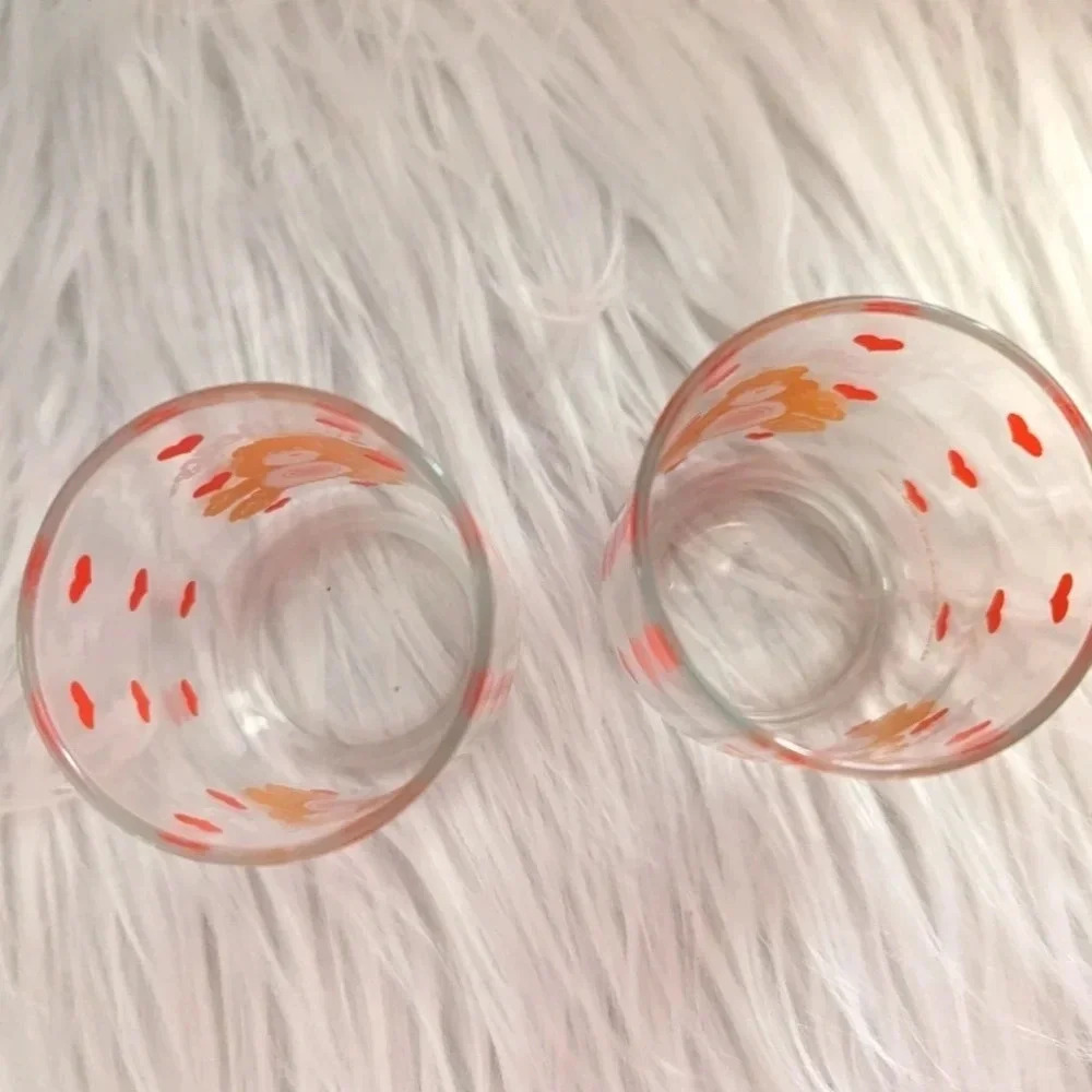 1984 Care Bears Juice Glasses Set of 2- Tenderheart Bear- American Greetings cup - Picture 4 of 5